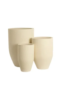 Light en Living Pot deco Set van 3 Ø30x46 + Ø40x55 + Ø52x71 cm SIROLO crème