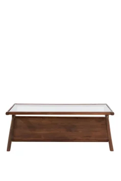 Light en Living Salontafel 112x70x41 cm YUKI acacia hout donker bruin+glas