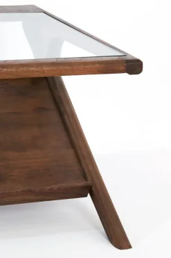Light en Living Salontafel 112x70x41 cm YUKI acacia hout donker bruin+glas
