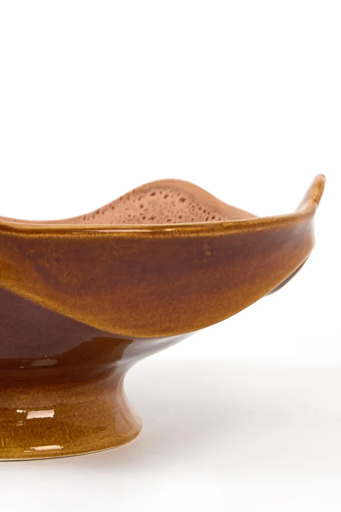 Light en Living Schaal op voet 36x33,5x14 cm SARAG keramiek oud roze+cognac