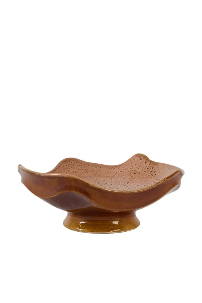 Light en Living Schaal op voet 36x33,5x14 cm SARAG keramiek oud roze+cognac