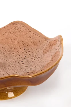 Light en Living Schaal op voet 36x33,5x14 cm SARAG keramiek oud roze+cognac