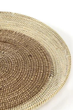 Light en Living Schaal/wandorn Set van 2 Ø40x4,5+Ø50x6 cm BURICA zeegras nat+crème