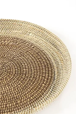Light en Living Schaal/wandorn Set van 2 Ø40x4,5+Ø50x6 cm BURICA zeegras nat+crème