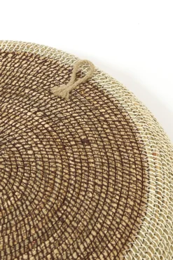 Light en Living Schaal/wandorn Set van 2 Ø40x4,5+Ø50x6 cm BURICA zeegras nat+crème