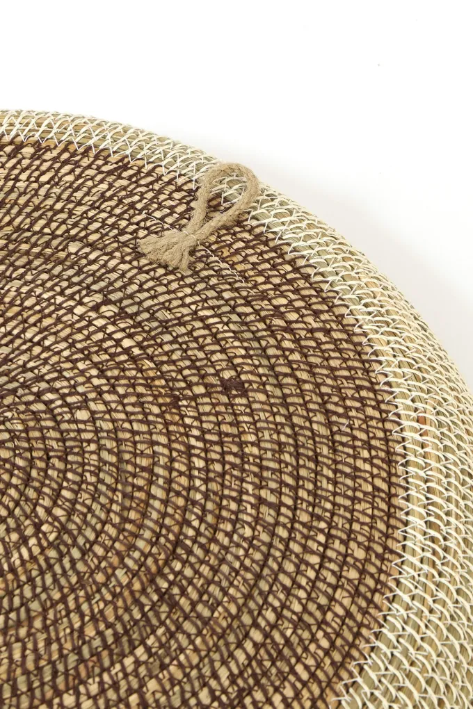 Light en Living Schaal/wandorn Set van 2 Ø40x4,5+Ø50x6 cm BURICA zeegras nat+crème