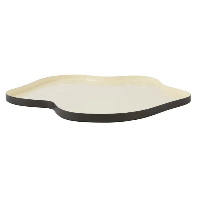 Light en Living Schaal Ø50x2 cm PEDRIO glans crème+mat bruin-brons