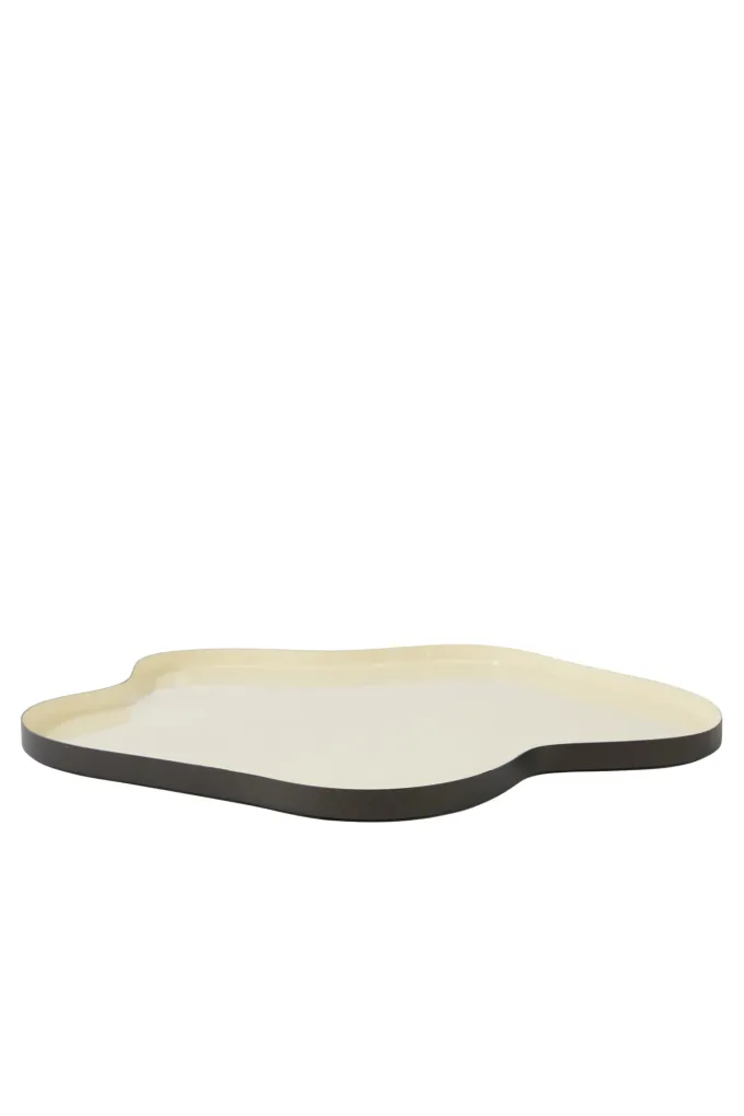 Light en Living Schaal Ø50x2 cm PEDRIO glans crème+mat bruin-brons