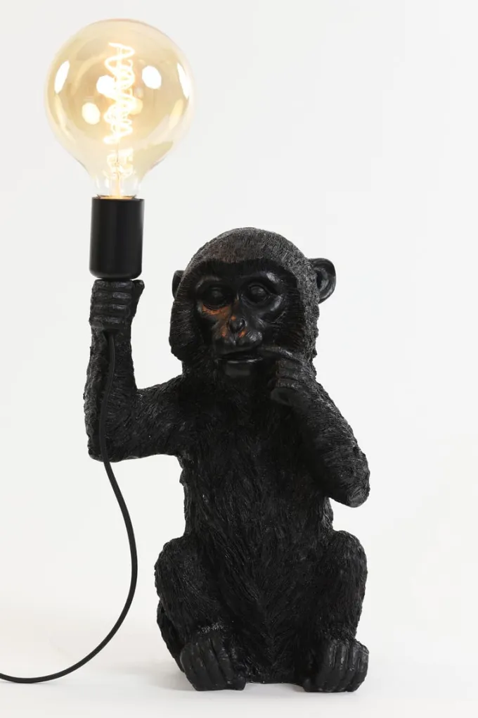 Light en Living Tafellamp aap zwart - Speelse verlichting voor jouw interieur