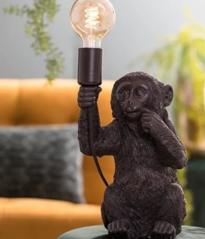 Light en Living Tafellamp aap zwart - Speelse verlichting voor jouw interieur