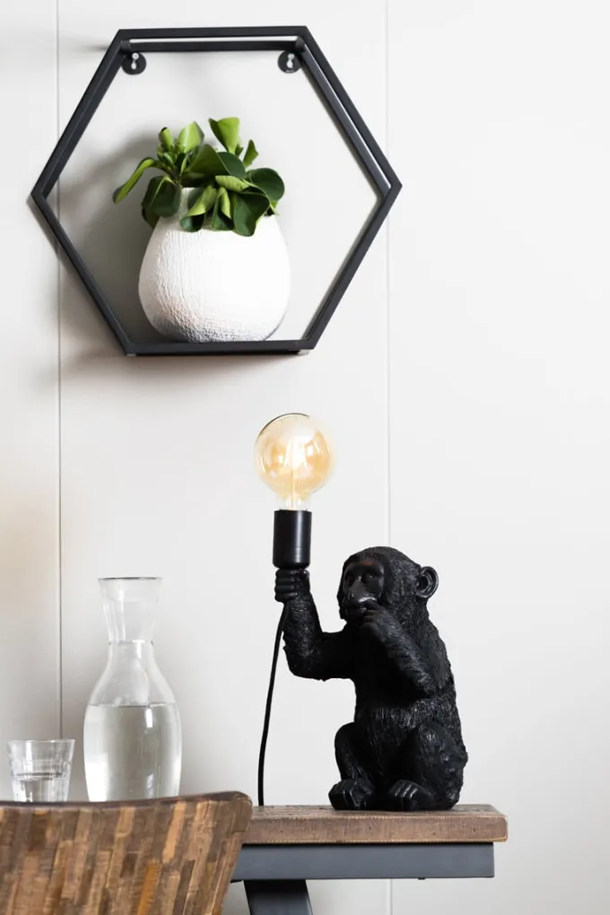 Light en Living Tafellamp aap zwart - Speelse verlichting voor jouw interieur