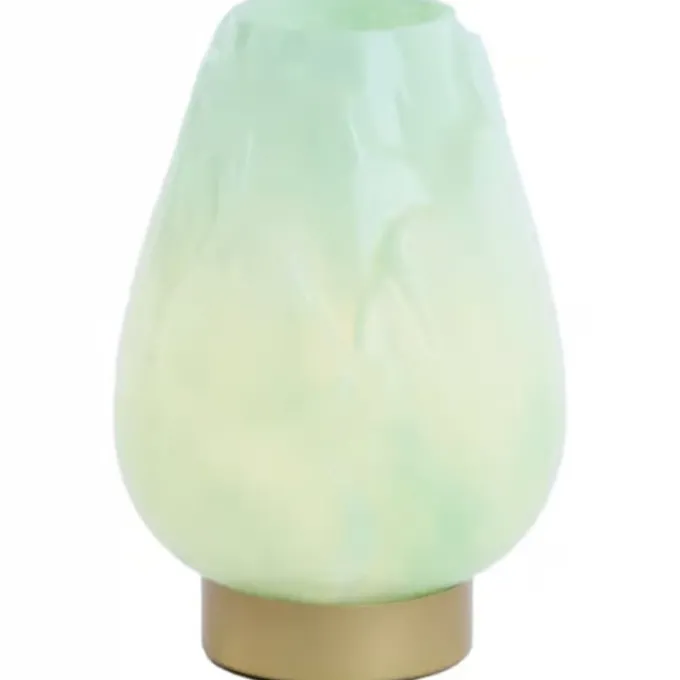 Light en Living Tafellamp Ginny LED op batterij mintgroen goud 19,5 cm