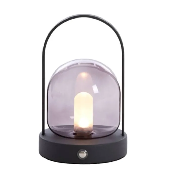 Light en Living Tafellamp LED Ø12x19 cm YEREMI glas smoke+mat zwart