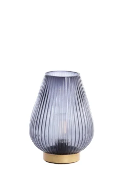 Light en Living Tafellamp LED TAJERA glas grijs+goud Ø21x28 cm