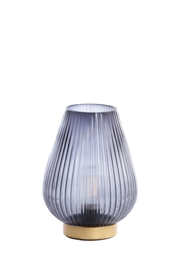 Light en Living Tafellamp LED TAJERA glas grijs+goud Ø21x28 cm