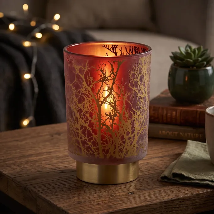 Light en Living Tafellamp LED Ø10x12,5 cm BRANCH glas steenrood-goud