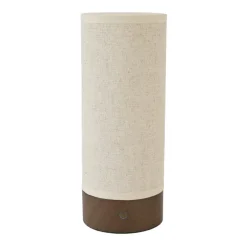Light en Living Tafellamp LED Ø10x25 cm BRYLO linnen naturel+hout dnkr bruin