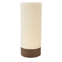 Light en Living Tafellamp LED Ø10x25 cm BRYLO linnen naturel+hout dnkr bruin