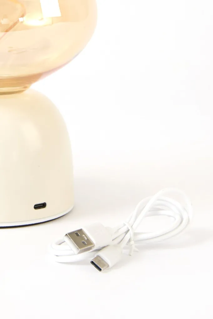 Light en Living Tafellamp LED Ø12,5x19,5 cm VAZYR crème+glas amber