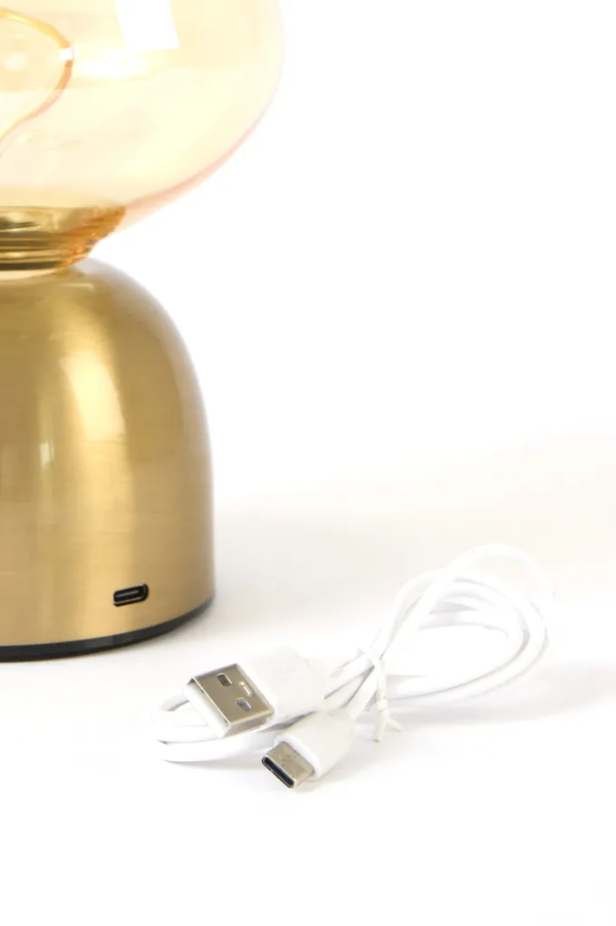 Light en Living Tafellamp LED Ø12,5x19,5 cm VAZYR goud+glas amber