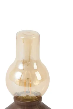 Light en Living Tafellamp LED Ø13x21,5 cm ZENY hout print d bruin+glas amber