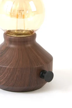 Light en Living Tafellamp LED Ø13x21,5 cm ZENY hout print d bruin+glas amber