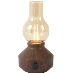 Light en Living Tafellamp LED Ø13x21,5 cm ZENY hout print d bruin+glas amber