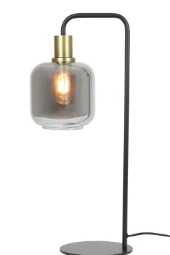 Light en Living Tafellamp LEKAR 27x18x58 cm - Antiek Brons met Smoke Glas