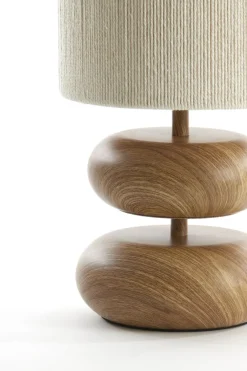 Light en Living Tafellamp Ø22x50,5 cm DANIALO hout print naturel+touw crème