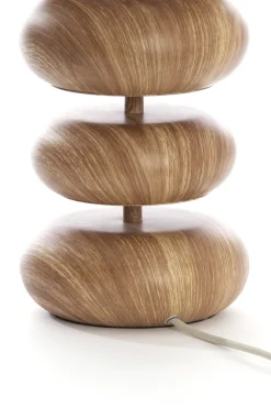 Light en Living Tafellamp Ø22x67,5 cm DANIALO hout print naturel+touw crème
