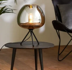 Light en Living Tafellamp Ø30x43 cm MAYSON mat zwart met smoke glas