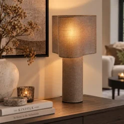 Light en Living Tafellamp Ø25x50 cm BRANY linnen donker bruin
