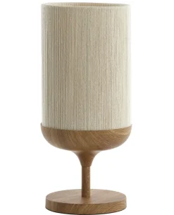 Light en Living Tafellamp Ø22,5x50 cm DANIA hout print naturel+touw crèmeTafellamp Ø22,5x50 cm DANIA hout print naturel+touw crème
