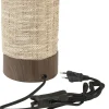 Light en Living Tafellamp Ø12x42,5 cm BRYLO hout print d bruin+linnen naturl