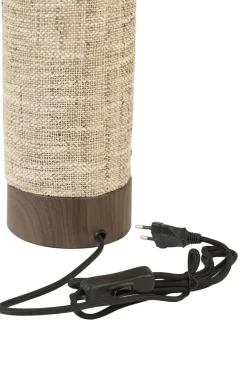 Light en Living Tafellamp Ø12x42,5 cm BRYLO hout print d bruin+linnen naturl