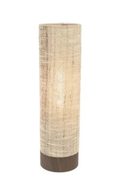 Light en Living Tafellamp Ø12x42,5 cm BRYLO hout print d bruin+linnen naturl