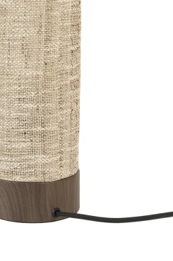 Light en Living Tafellamp Ø12x42,5 cm BRYLO hout print d bruin+linnen naturl