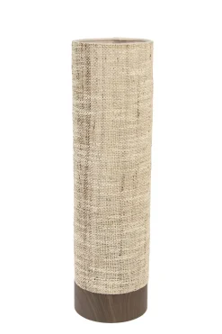 Light en Living Tafellamp Ø12x42,5 cm BRYLO hout print d bruin+linnen naturl