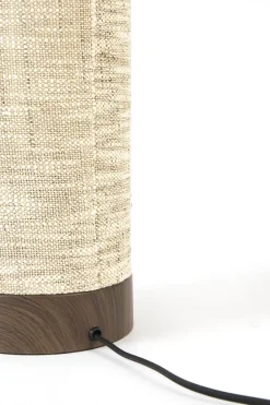 Light en Living Tafellamp Ø16x35 cm BRYLO hout print d bruin+linnen naturel