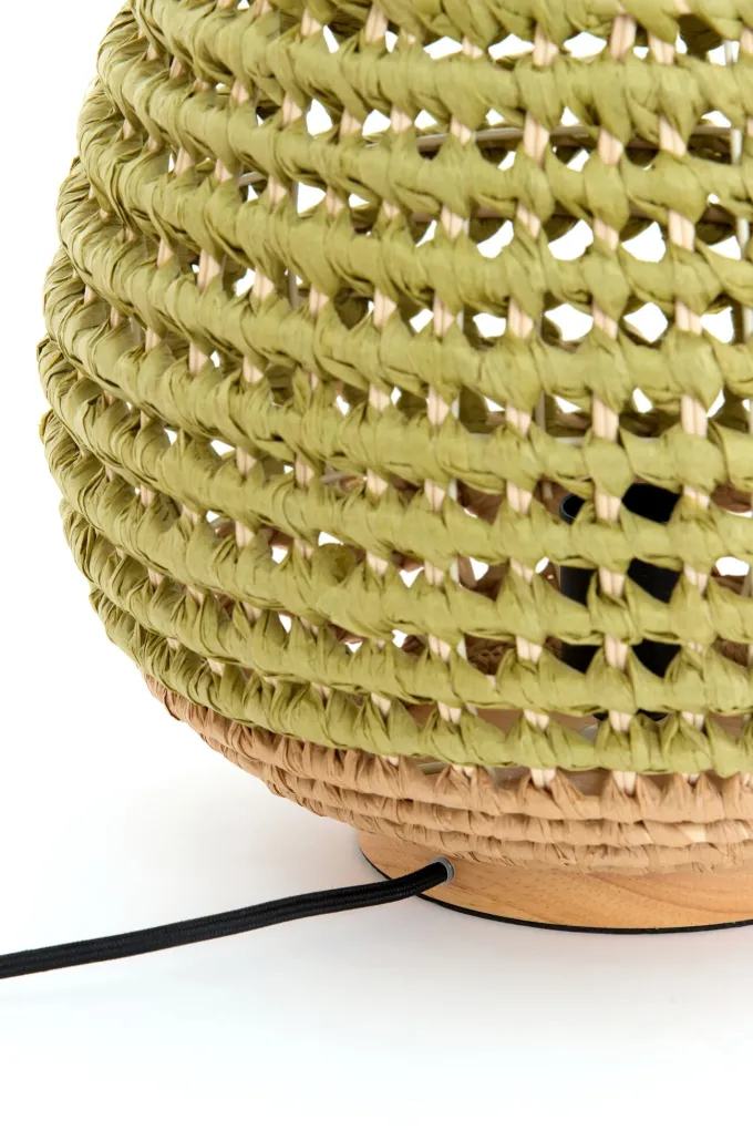 Light en Living Tafellamp Ø32x34,5 cm KALIPA rotan naturel+groen