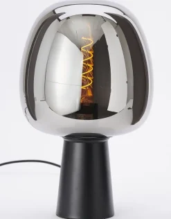 Light en Living Tafellamp Ø22x40 cm MAYSON mat zwart+ glas smoke