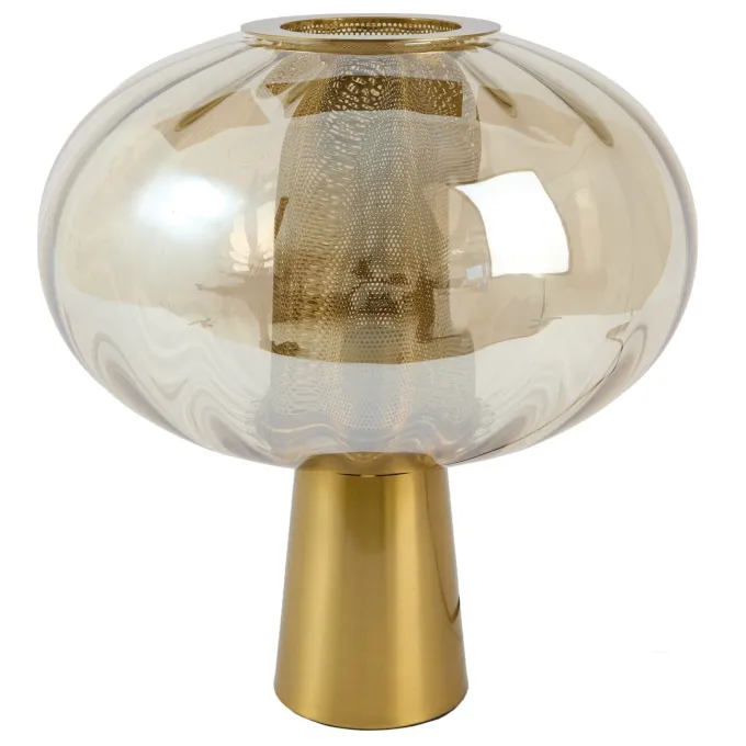 Light en Living Tafellamp Ø35x38 cm MINDELO glas amber+goud