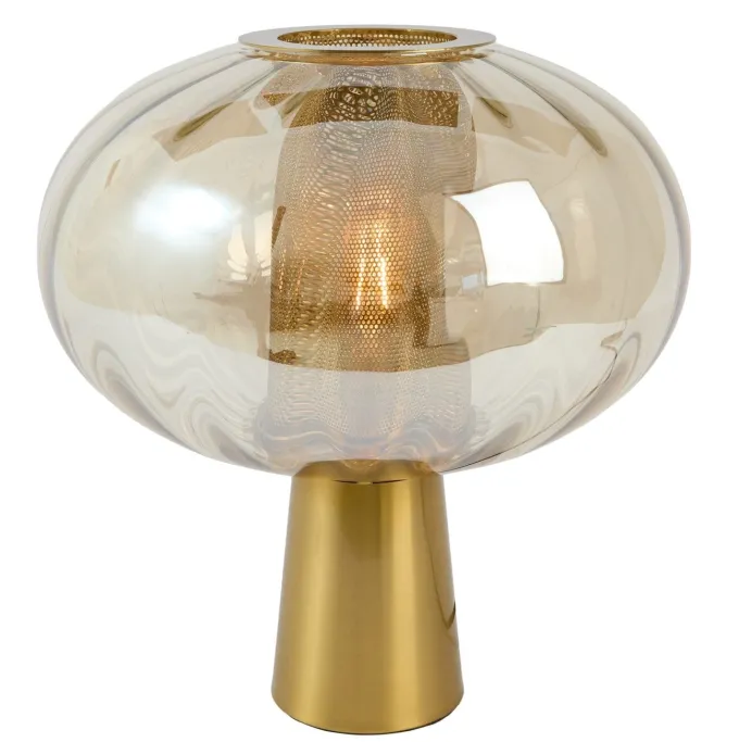Light en Living Tafellamp Ø35x38 cm MINDELO glas amber+goud