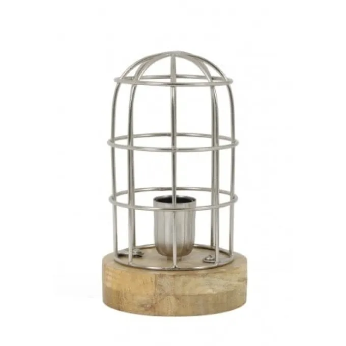 Light en Living Tafellamp Ø14,5x25 cm Carandira nikkel-hout