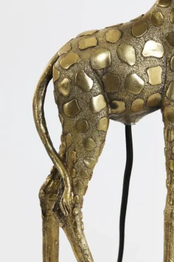 Light en Living Tafellamp 26x16x61 cm GIRAFFE Antiek Brons met Zwarte Velvet Kap