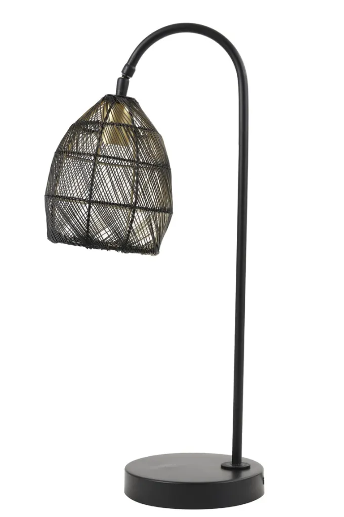 Light en Living Tafellamp 23x18x60 cm MEYA mat zwart+goud