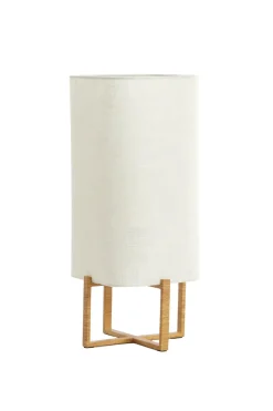 Light en Living Tafellamp 21,5X21,5X50,5 Cm WYN hout Natur+Linen Creme