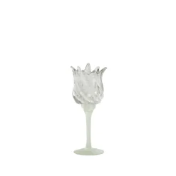 Light en Living Theelicht op voet Ø9,5x21 cm FLORA gls mat mint groen+helder