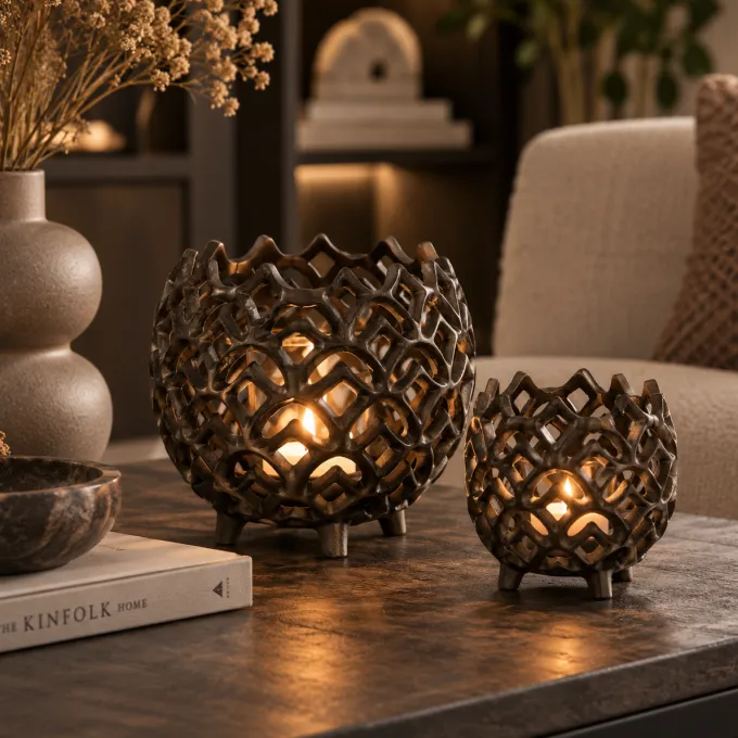 Light en Living Theelicht Ø10x10 cm GUBANI mat bruin-brons