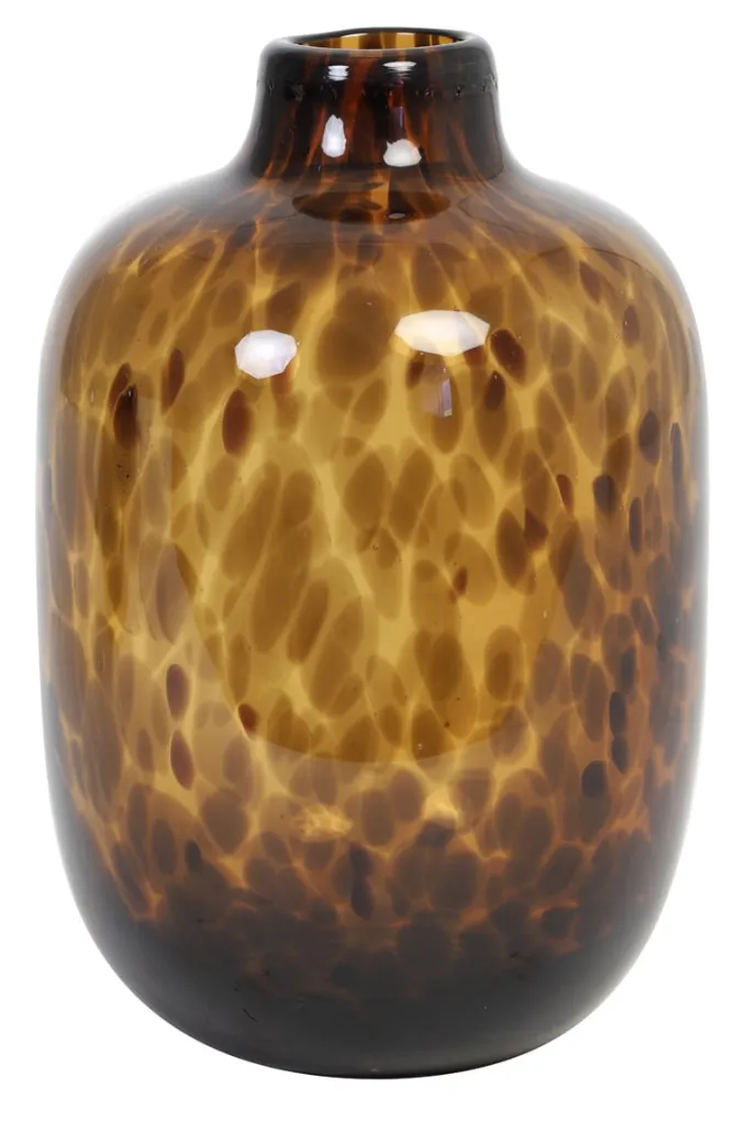 Light en Living Vaas DAKAR Glas Bruin-Zwart Ø16x25 cm - Light & Living